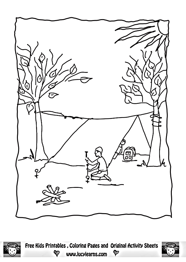 Plansa de colorat cu Camping 11 3